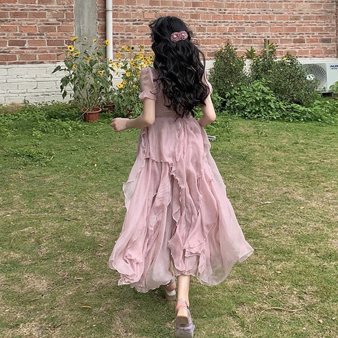 ふんわりロングシフォンワンピース
